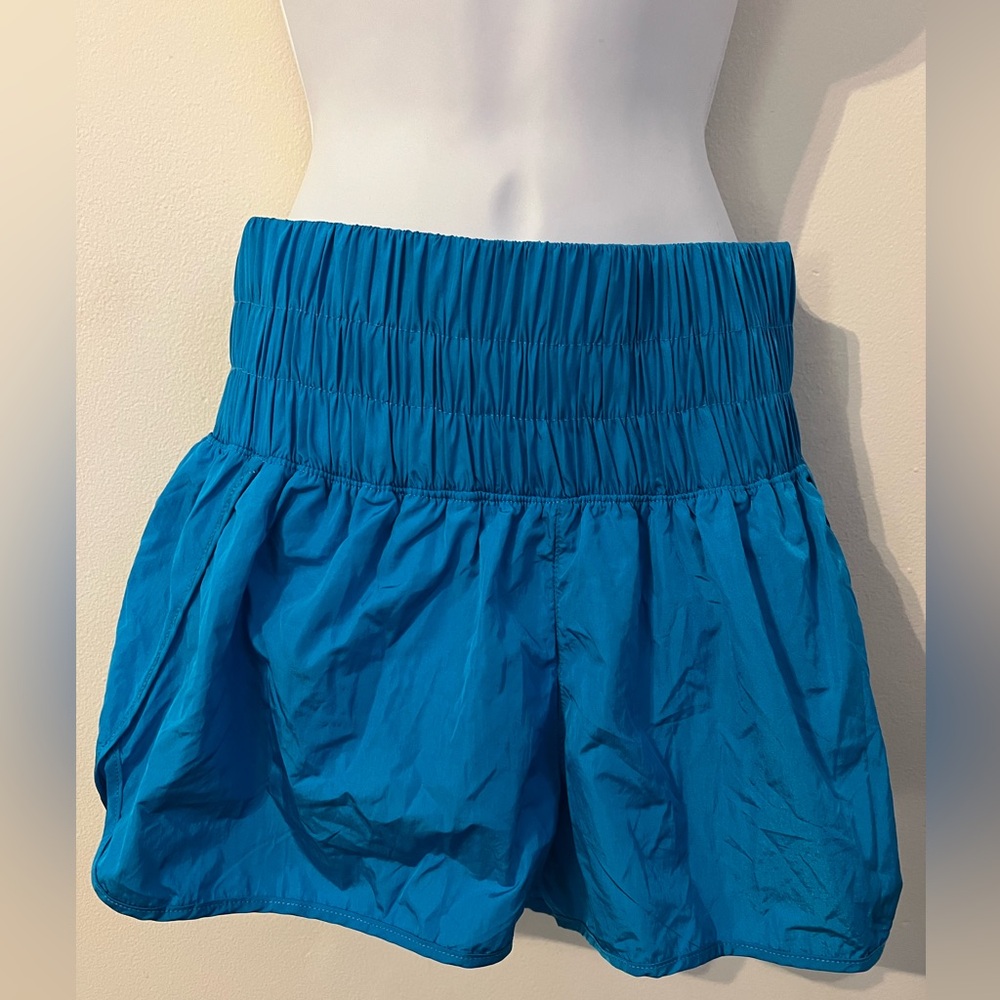 High Waist Blue Elastic Shorts
